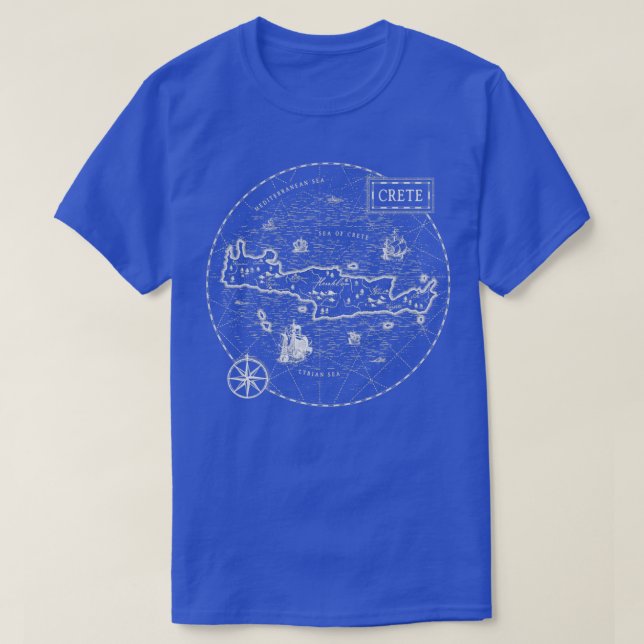 Camiseta Creta de mapa de vintage (Diseño del anverso)