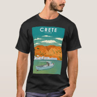 Crete Grecia Viñeta Afiche Mínimo de Viaje Retro