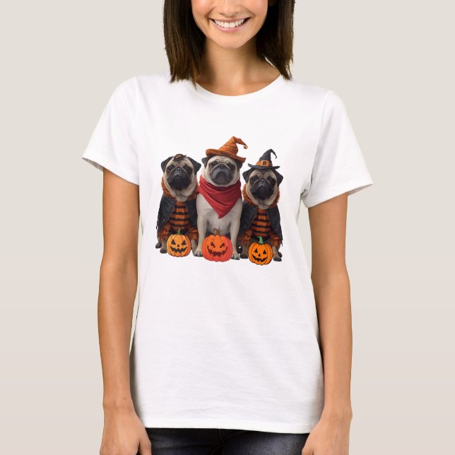 Camiseta Crew de Pug de Halloween - Diseño divertido y espe (Anverso)