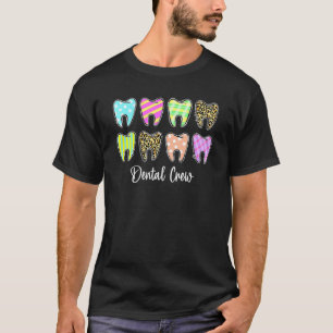 Camiseta Crew dental Cute Teeth Leopardo Feliz Día De Pascu