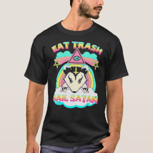 Camiseta Cría de cola de basura Satan Raccoon Pentagram Sa