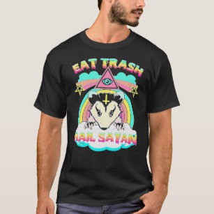 Camiseta Cría de cola de basura Satan Raccoon Pentagram Sat