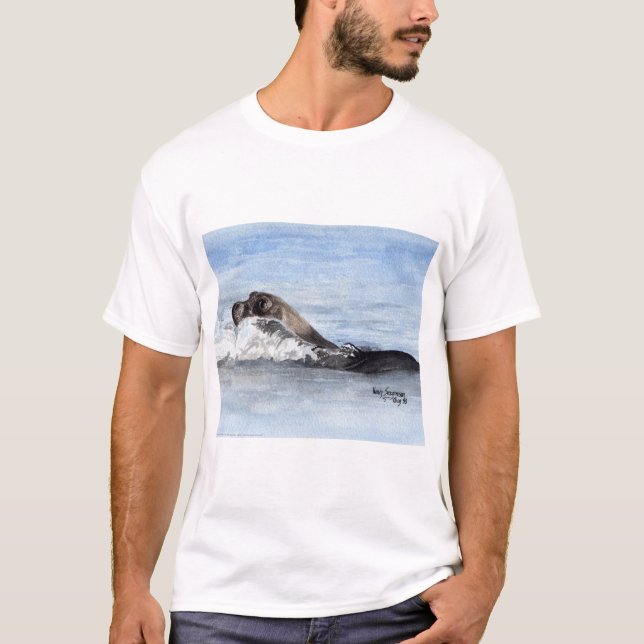 Camiseta Cría de foca de la natación, acuarela (Anverso)