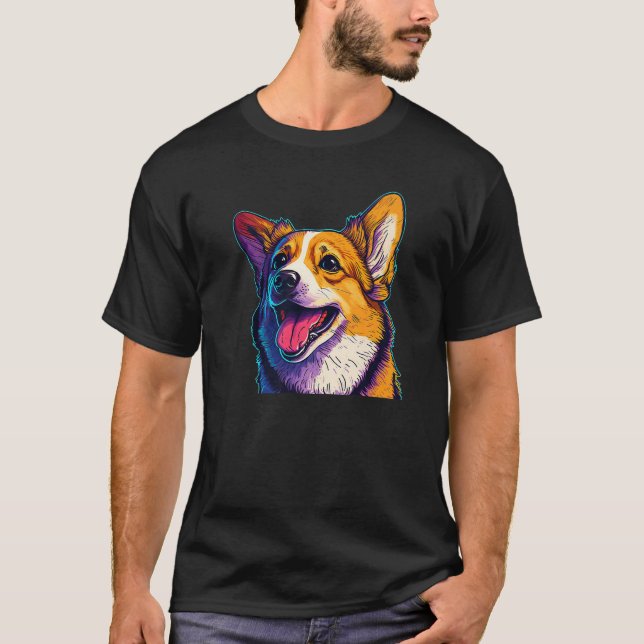 Camiseta Cría de perro de Corgi feliz (Anverso)
