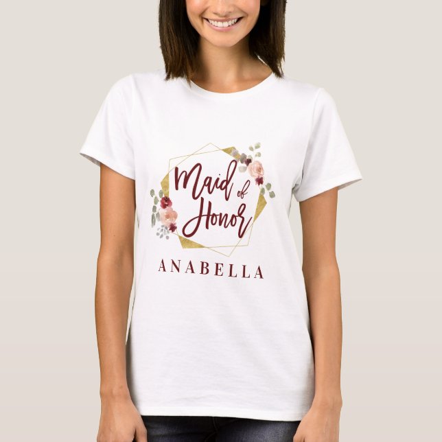 Camiseta criada floral de honor soltera ducha de novia (Anverso)