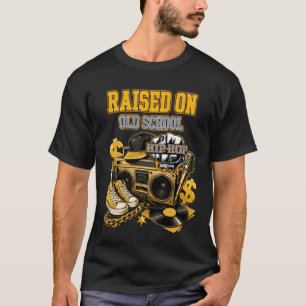 Camiseta Criado En La Música Hip Hop Old School Boombox Cas