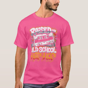 Camiseta Criado En Old School Hip Hop Casete Graff