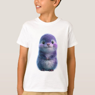 Camiseta Criatura Adorable Morada Esponjosa para Niños