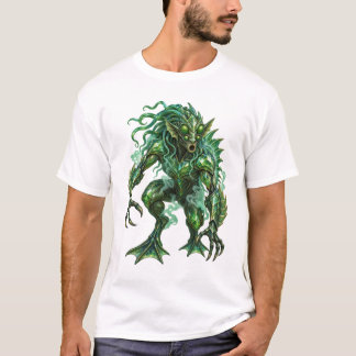 Camiseta Criatura de Fantasía Oscura Alien Verde Esmeralda