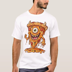Camiseta Criatura de Pizza Derretida Ilustración Divertida 