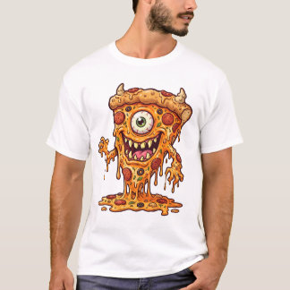 Camiseta Criatura de Pizza Derretida Ilustración Divertida