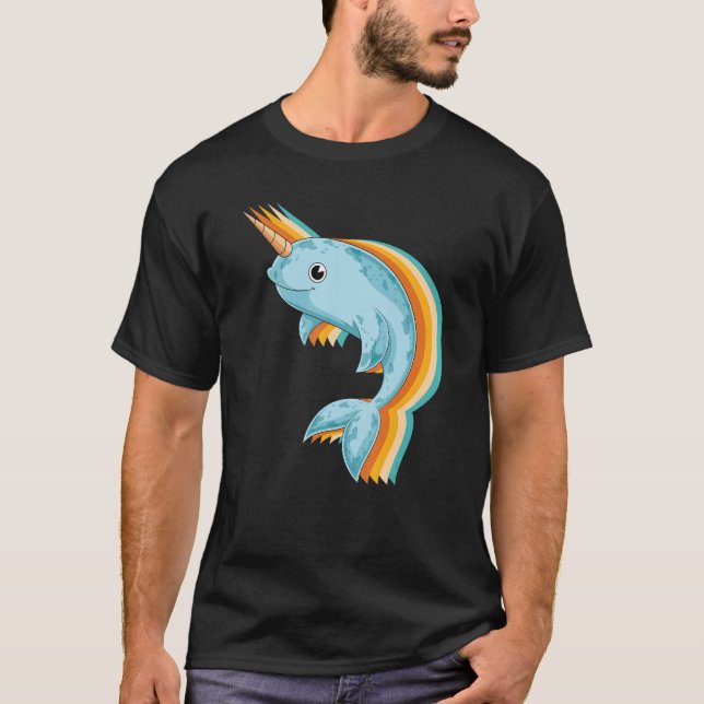 Camiseta Criatura marina Animal Ballena Mamífero Retro Narw (Anverso)