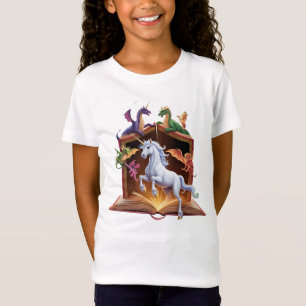 Camiseta criaturas de fantasya saliendo de libro