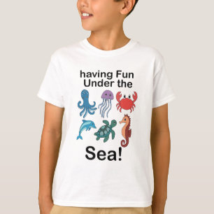 Camiseta Criaturas Marinas Divirtiéndose Bajo El Mar Cumple