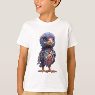 Camiseta Criaturas Míticas Irisadas Plumas Búhos Niños