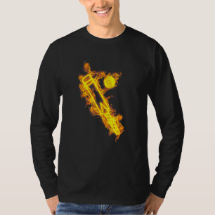 Camiseta Cricket Bat And Ball Flaming Batsman Cricket