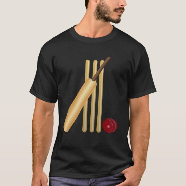 Camiseta Cricket Bat Ball and Wicket (Anverso)
