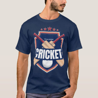 Camiseta Cricket Bats with ball and written text