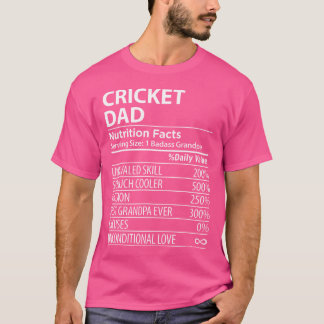 Camiseta Cricket Dad Nutrition Facts Funny Cricket Dad