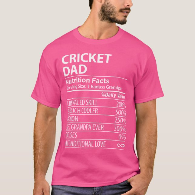 Camiseta Cricket Dad Nutrition Facts Funny Cricket Dad (Anverso)