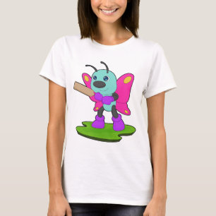 Camiseta Cricket de mariposa Bate de cricket Deportes