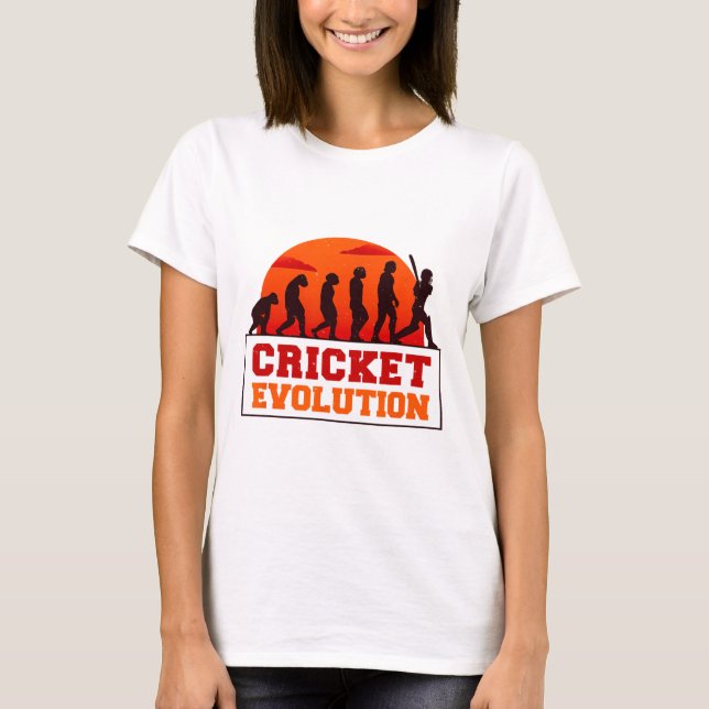 Camiseta Cricket Evolutionn Funny Sport Fan Cricketer Novel (Anverso)