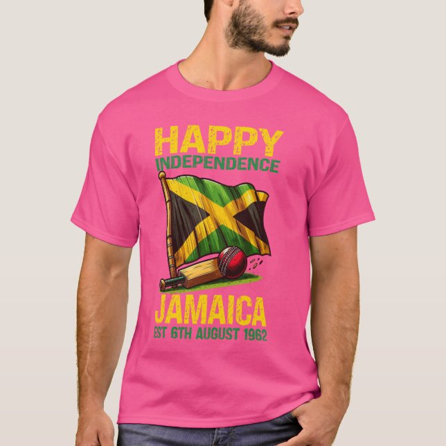 Camiseta Cricket, Feliz Día de la Independencia Jamaica Est (Anverso)