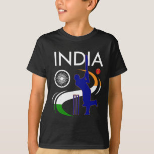 Camiseta Cricket India con trazo de pincel de la bandera in