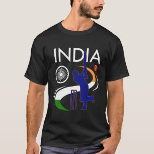 Camiseta Cricket indio con la bandera india en el pincel