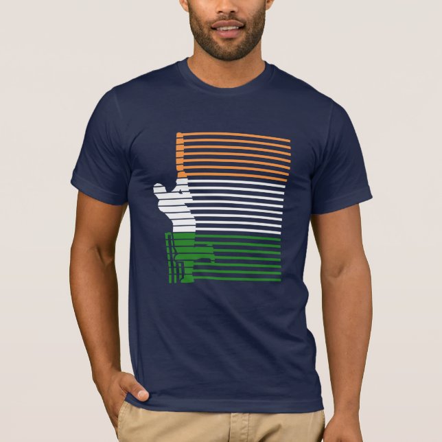 Camiseta Cricket indio con líneas de bandera india en regal (Anverso)