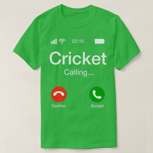 Camiseta Cricket Llamando al teléfono de cricket 2 (Diseño del anverso)