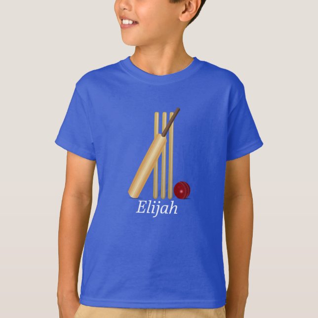 Camiseta Cricket - Plantilla de Wicket, Bat y Ball (Anverso)