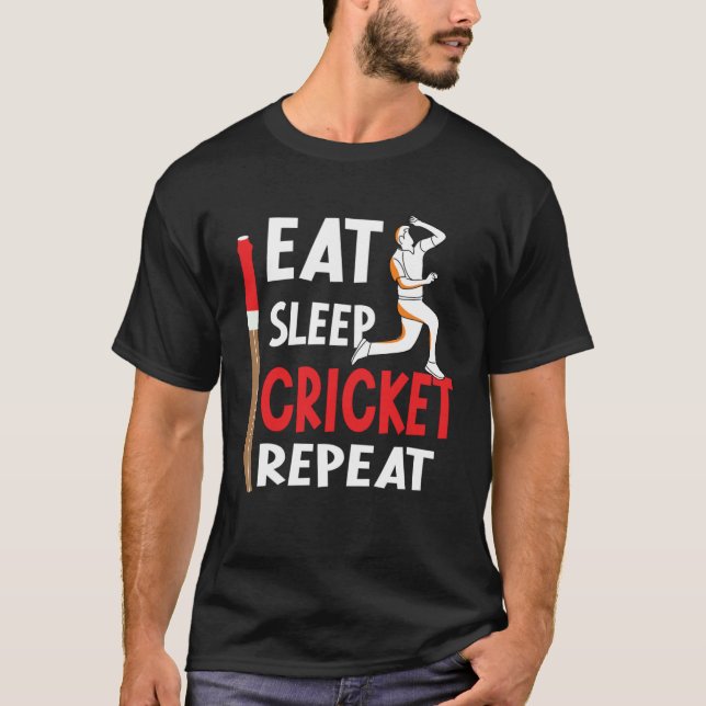 Camiseta Cricket Player Eat Sleep Cricket Repeat   outfits (Anverso)