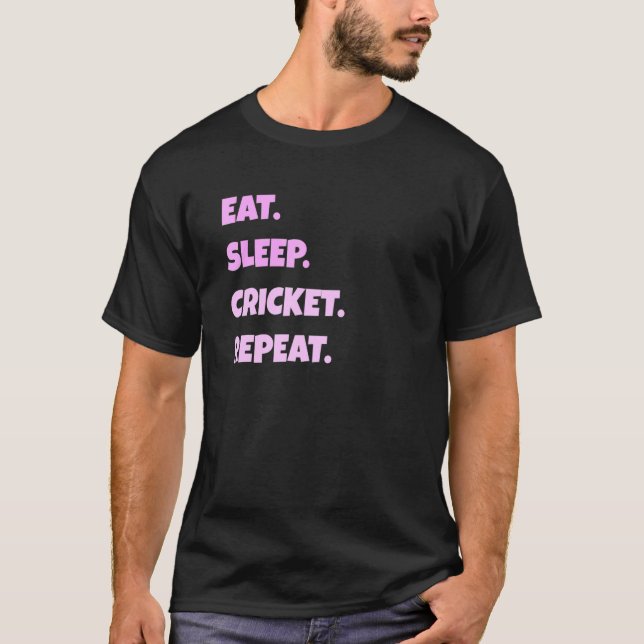 Camiseta Cricket Png Eat Sleep Sports Repetir Para Hombres  (Anverso)