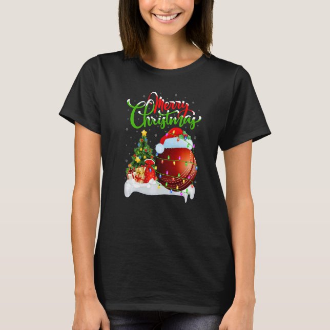 Camiseta Cricket Sports  Xmas Decoration Santa Cricket Chri (Anverso)