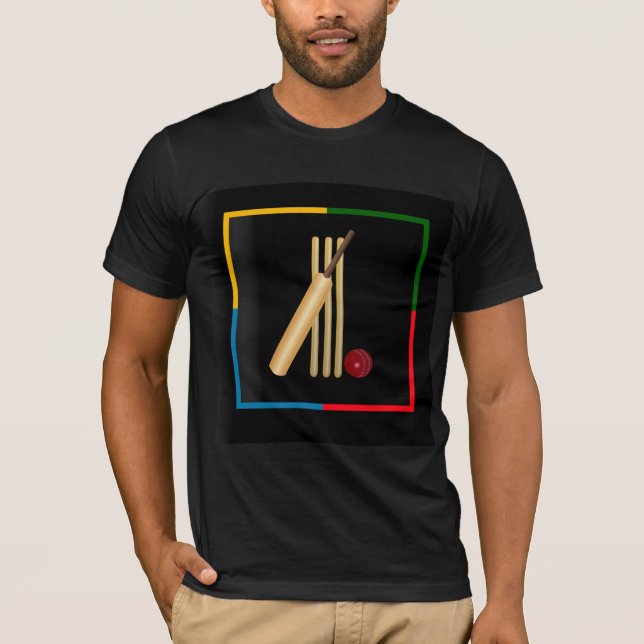 Camiseta Cricket, wicket, bate y pelota,  (Anverso)
