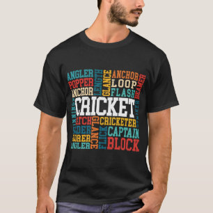 Camiseta Cricket Word Cloud Cricketer Bat And Ball Player C