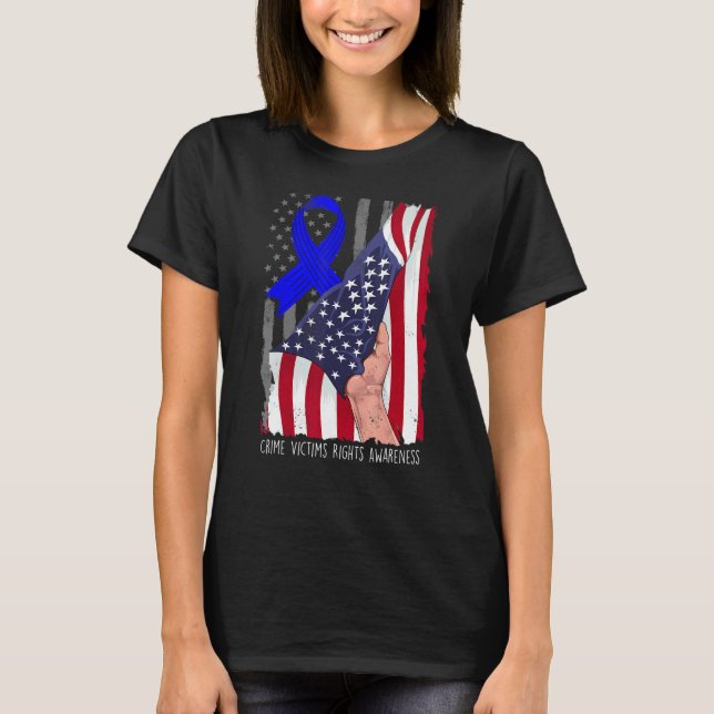 Camiseta Crime Victims Rights Awareness American Flag Blue  (Anverso)