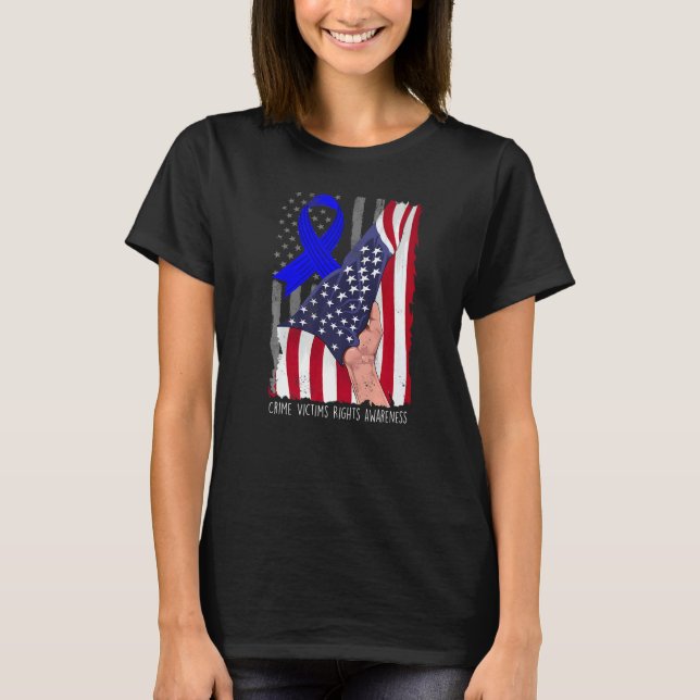 Camiseta Crime Victims Rights Awareness American Flag Blue  (Anverso)