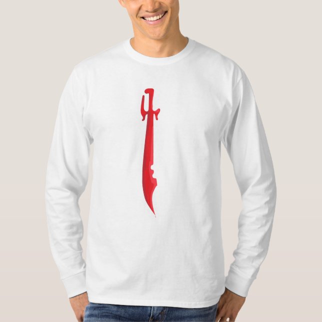 Camiseta Crimson Edge – Diseño de Espada Intenso (Anverso)