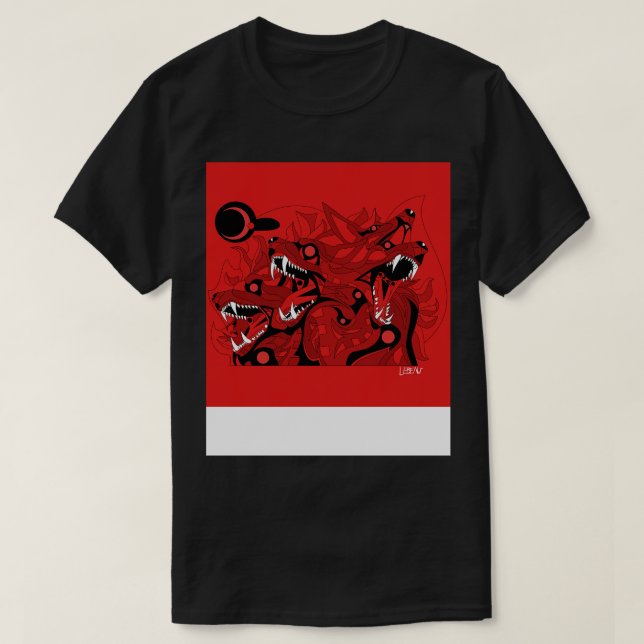 Camiseta crimson en sangre cadejo hound de perro cerberus (Diseño del anverso)