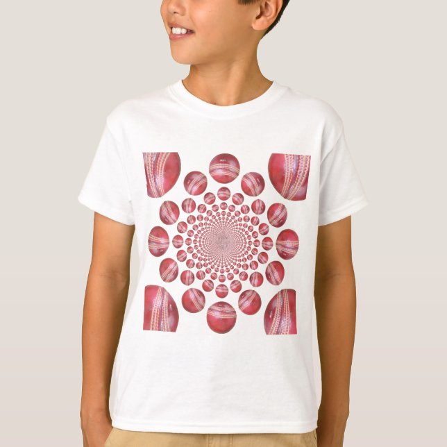 Camiseta Crimson Vortex: bello arte de una pelota de críque (Anverso)