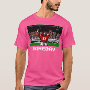 Camiseta Crimson y Cream Gameday Retro Linebacker de 8 bits