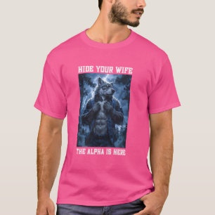 Camiseta Cringe Alfa Lobo Esconde A Tu Esposa Meme Funny Al