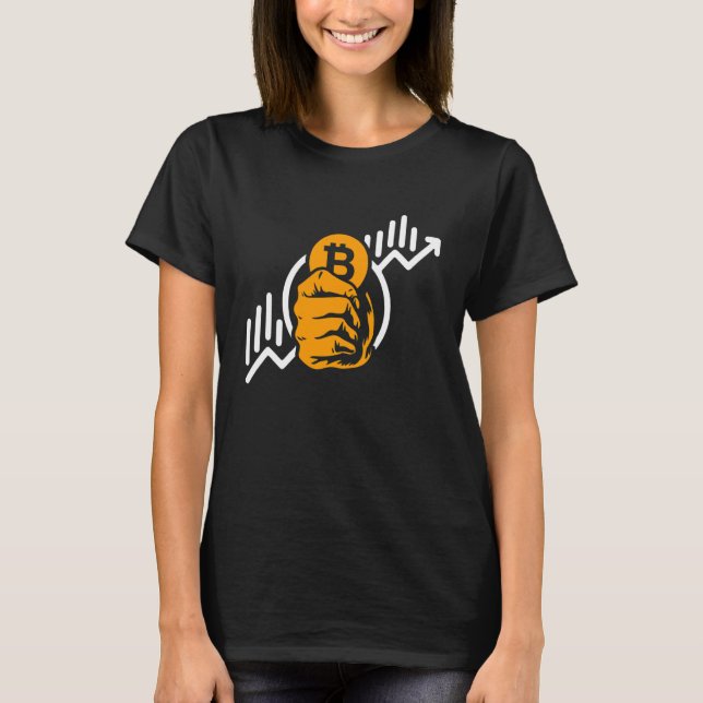 Camiseta Cripto Bitcoin Moneda Subir Símbolo Cadena de Bloq (Anverso)