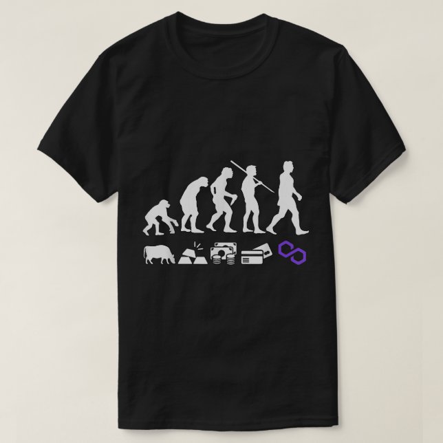 Camiseta Cripto Mático de Dinero de Evolución de Polígono (Diseño del anverso)
