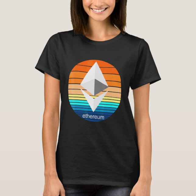 Camiseta Criptomoneda Ether Cadena de Bloques Etereum Retro (Anverso)