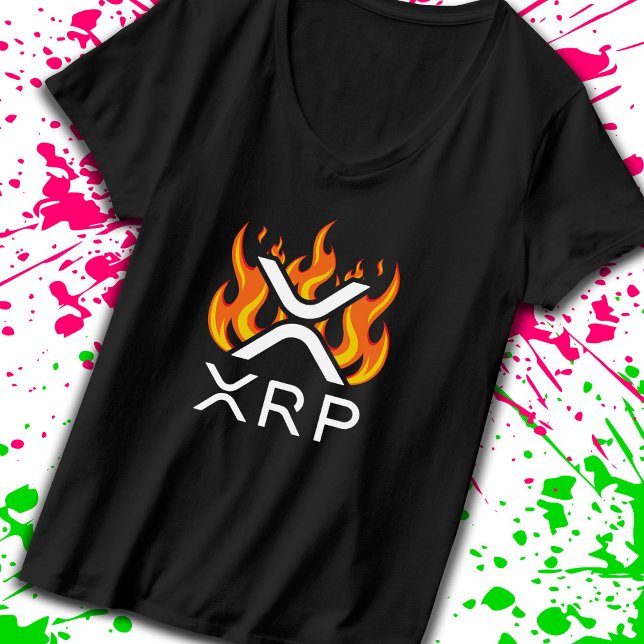 Camiseta Criptomoneda XRP Cripto Naranjas Llamas Fuego Derr (Subido por el creador)