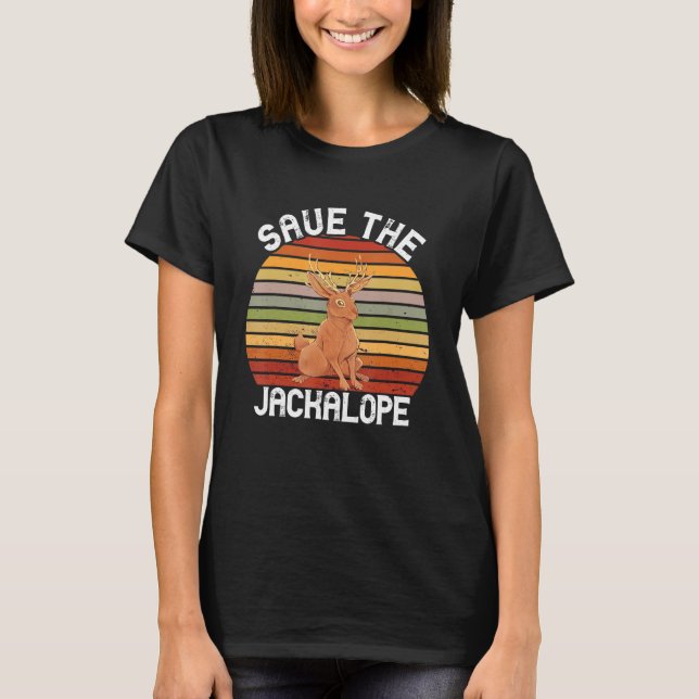 Camiseta Criptozología de Jackrabbit Salvar Jackalope Retro (Anverso)