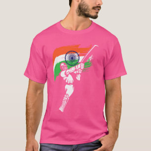 Camiseta Críquet de bateador con bandera india